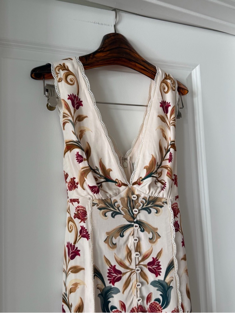 Farm Rio Royal Garden Print Sleeveless Satin Dress - Picture 2 of 11